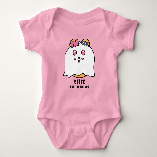 Cute Halloween Kleine Boe Meisje Geest Aangepaste Romper (Voorkant)