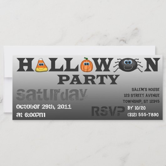 Cute Halloween Letters Party Invitation Kaart (Voorkant)