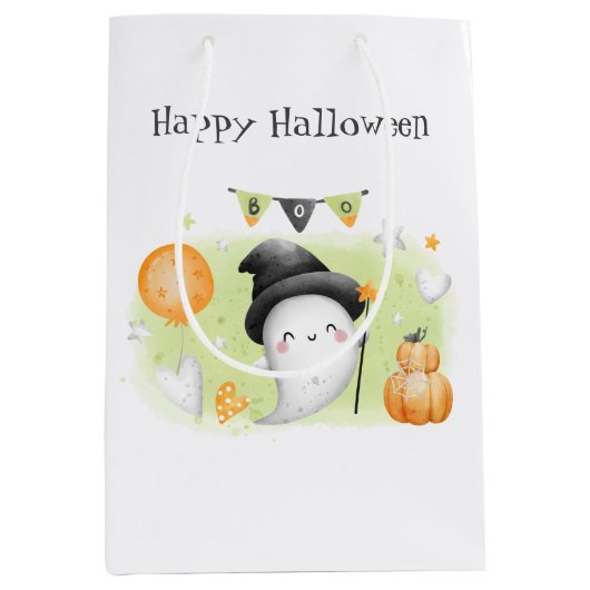 Cute Halloween Little Boo Gift Bag1 Medium Cadeauzakje (Voorkant)