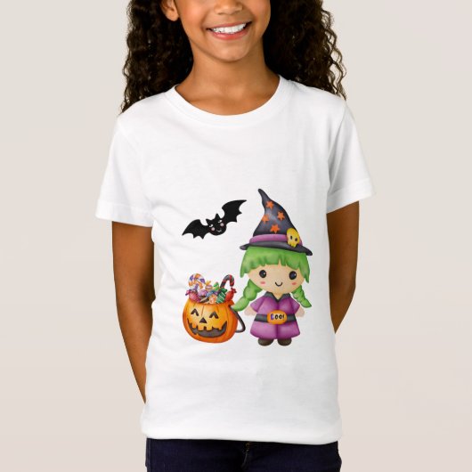 Cute Halloween Little Witch en Halloween Snoep T-shirt (Voorkant)