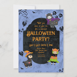 Cute Halloween Llama 2 Party Kaart