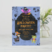 Cute Halloween Llama, Bat, Sloth Party Kaart (Staand voorkant)
