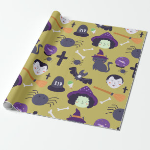 Cute Halloween Magic en Witch Attributes Cadeaupapier
