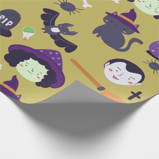 Cute Halloween Magic en Witch Attributes Cadeaupapier (Hoek)