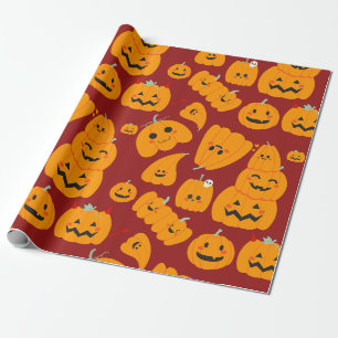 Cute Halloween Merry Happy Pumpkins Cadeaupapier