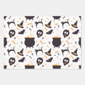 Cute Halloween Mixed Pattern Pumpkin Witch Bats Inpakpapier Vel (Voorkant 3)