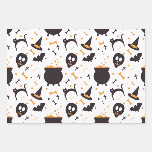 Cute Halloween Mixed Pattern Pumpkin Witch Bats Inpakpapier Vel (Voorkant 3)