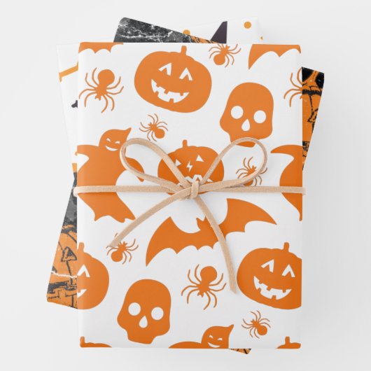 Cute Halloween Mixed Pattern Pumpkin Witch Bats Inpakpapier Vel (In situ)