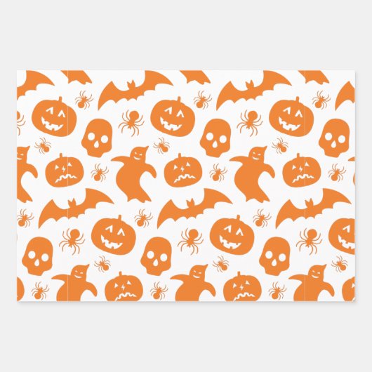 Cute Halloween Mixed Pattern Pumpkin Witch Bats Inpakpapier Vel (Voorkant)