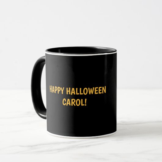 Cute Halloween mok Gepersonaliseerde zwarte kat (Voorkant links)