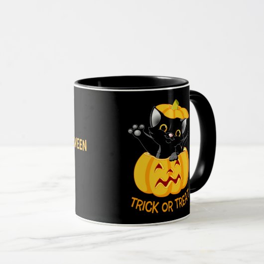 Cute Halloween mok Gepersonaliseerde zwarte kat (Voorkant rechts)