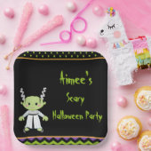 Cute Halloween Monster Girl Halloween Party Papieren Bordje (Feest)