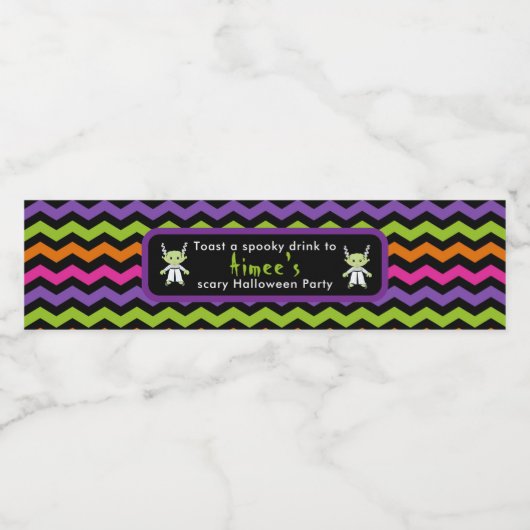 Cute Halloween Monster Girl Halloween Party Waterfles Etiket (Enkel label)