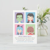 Cute Halloween Monster Kinder Partij Uitnodigingen (Staand voorkant)