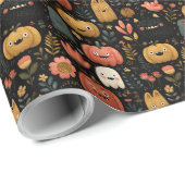 Cute Halloween Monsters and Pumpkins Pattern Cadeaupapier (Rol Hoek)
