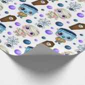 Cute Halloween Monsters Pattern Cadeaupapier (Hoek)
