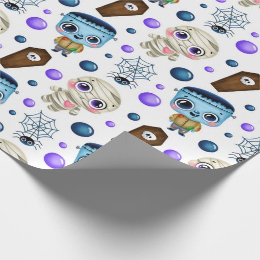 Cute Halloween Monsters Pattern Cadeaupapier (Hoek)