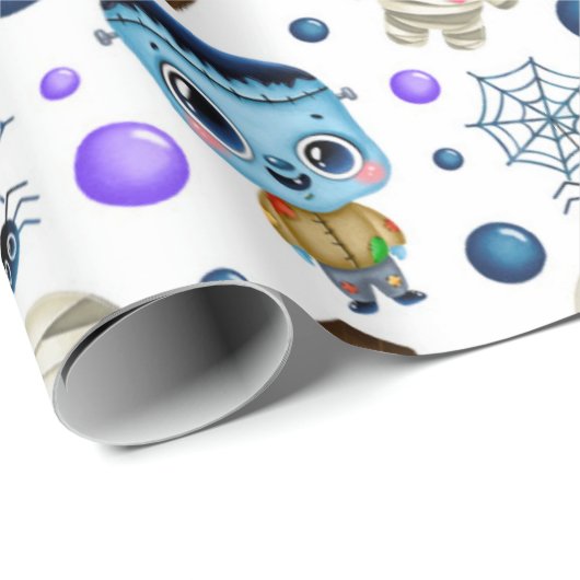 Cute Halloween Monsters Pattern Cadeaupapier (Rol Hoek)