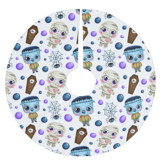 Cute Halloween Monsters Pattern Kerstboom Rok (Voorkant)