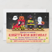 Cute Halloween Monsters Train Birthday Kaart (Voorkant)