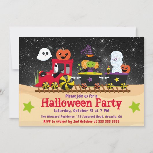 Cute Halloween Monsters Trein Kaart (Voorkant)