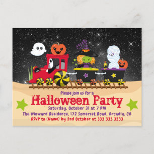 Cute Halloween Monsters Trein Uitnodiging