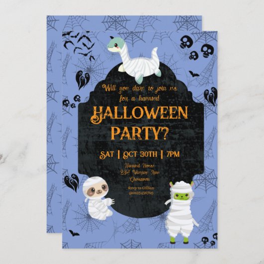 Cute Halloween Mummies Party Kaart (Voorkant / Achterkant)