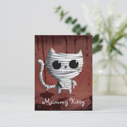 Cute Halloween Mummy Cat Briefkaart (Staand voorkant)