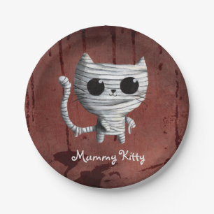 Cute Halloween Mummy Cat Papieren Bordje