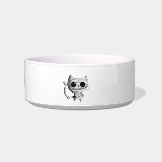 Cute Halloween Mummy Cat Voerbakje (Links)