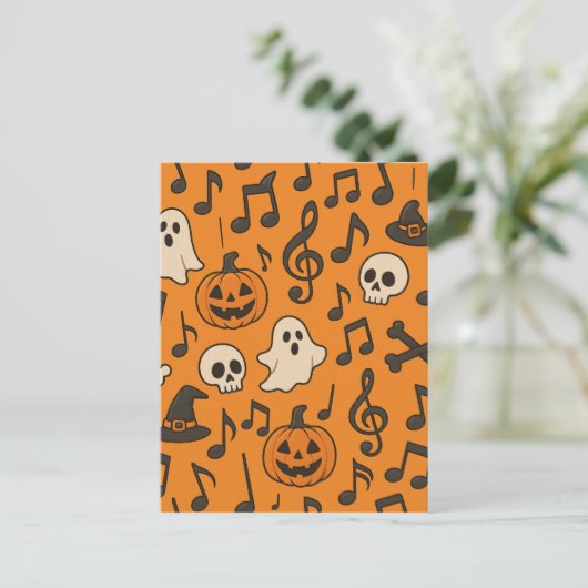 Cute Halloween Music postcard Briefkaart (Staand voorkant)