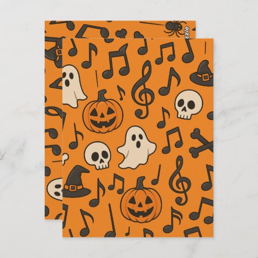 Cute Halloween Music postcard Briefkaart (Voorkant / Achterkant)