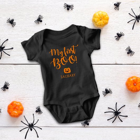 Cute Halloween My First Boo Pumpkin Name Romper