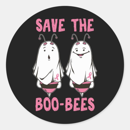 Cute Halloween Oktober Breast Cancer Awareness Sav Ronde Sticker (Voorkant)