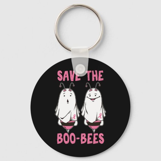Cute Halloween Oktober Breast Cancer Awareness Sav Sleutelhanger (Voorkant)