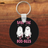 Cute Halloween Oktober Breast Cancer Awareness Sav Sleutelhanger (Voorkant)