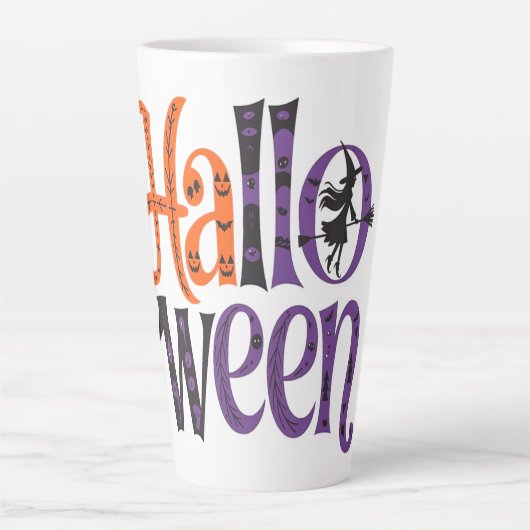 Cute halloween orange purple latte mok (Voorkant)