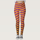 Cute Halloween Oranje Paars Glitter Striped Leggings (Voorkant)
