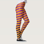 Cute Halloween Oranje Paars Glitter Striped Leggings (Rechts)