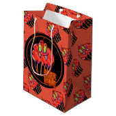 Cute Halloween Oranje Vampire Cupcake Cusft Bag 2 Medium Cadeauzakje (Achterkant Gekanteld)