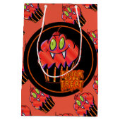 Cute Halloween Oranje Vampire Cupcake Cusft Bag 2 Medium Cadeauzakje (Achterkant)
