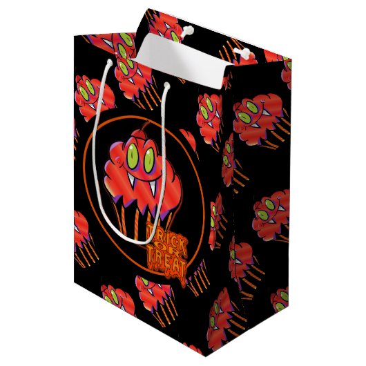 Cute Halloween Oranje Vampire Cupcake Cusft Bag Medium Cadeauzakje (Voorkant Gekanteld)