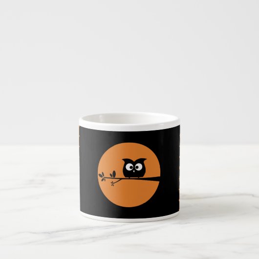Cute Halloween Owl + aangepaste achtergrondkleuren Espresso Kop (Voorkant)
