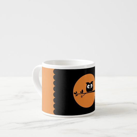 Cute Halloween Owl + aangepaste achtergrondkleuren Espresso Kop (Links)