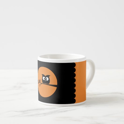 Cute Halloween Owl + aangepaste achtergrondkleuren Espresso Kop (Voorkant rechts)