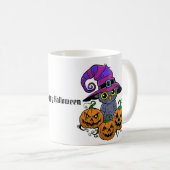 Cute Halloween owl and pumpkins humor Koffiemok (Voorkant rechts)