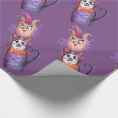 Cute Halloween Owl Cat Art Wrapping Paper Cadeaupapier (Hoek)