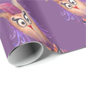 Cute Halloween Owl Cat Art Wrapping Paper Cadeaupapier (Rol Hoek)