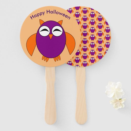 Cute Halloween Owl Custom Hand Fan Handwaaier (Voorkant en achterkant)