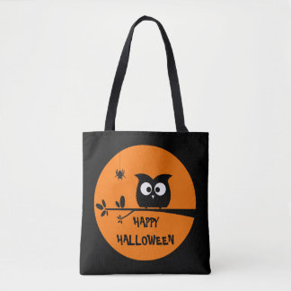 Cute Halloween Owl met aangepaste maan kleuren Tote Bag